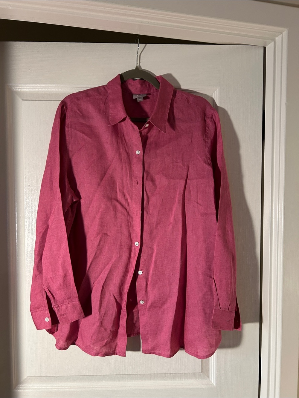 J. Jill Women's Button-Down Linen Shirt in Rose Pink